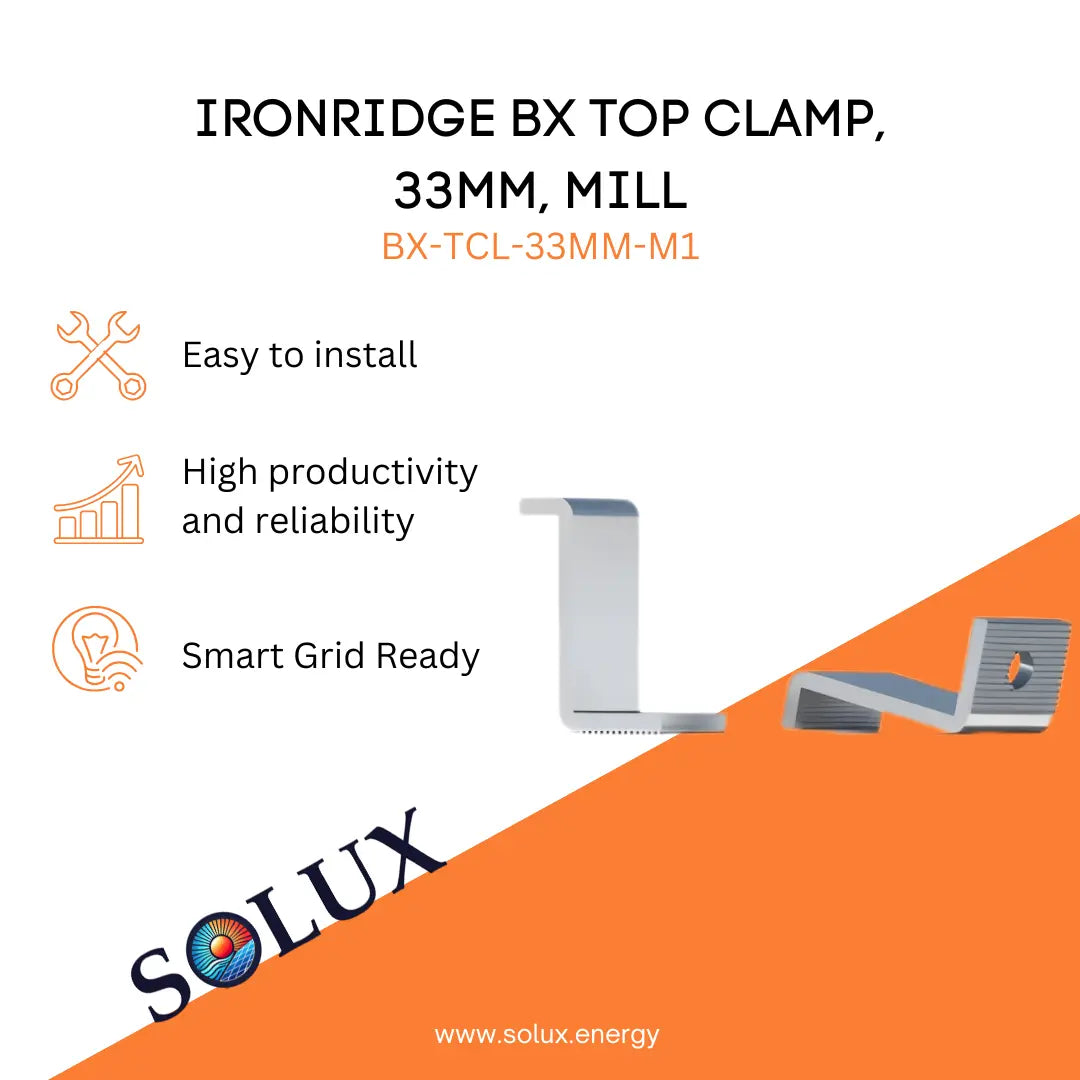 This is an image of IronRidge BX Top Clamp, 33mm, Mill